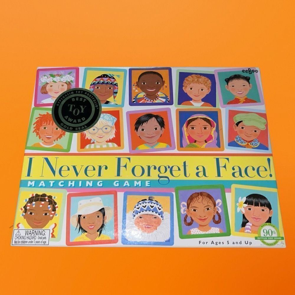 eeBoo I Never Forget a Face Memory & Matching Game COMPLETE